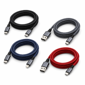 Braided Fast-Charging Cables Wholesale Box — 300 Units