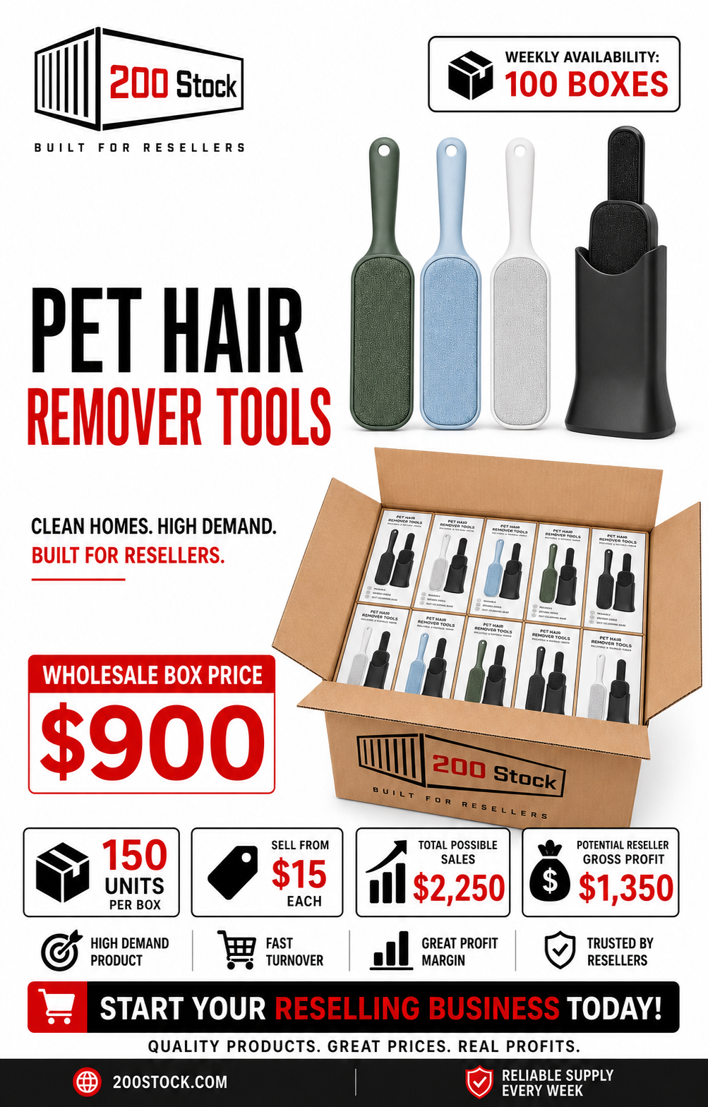 Pet Hair Remover Tools Wholesale Box — 150 Units - Image 3