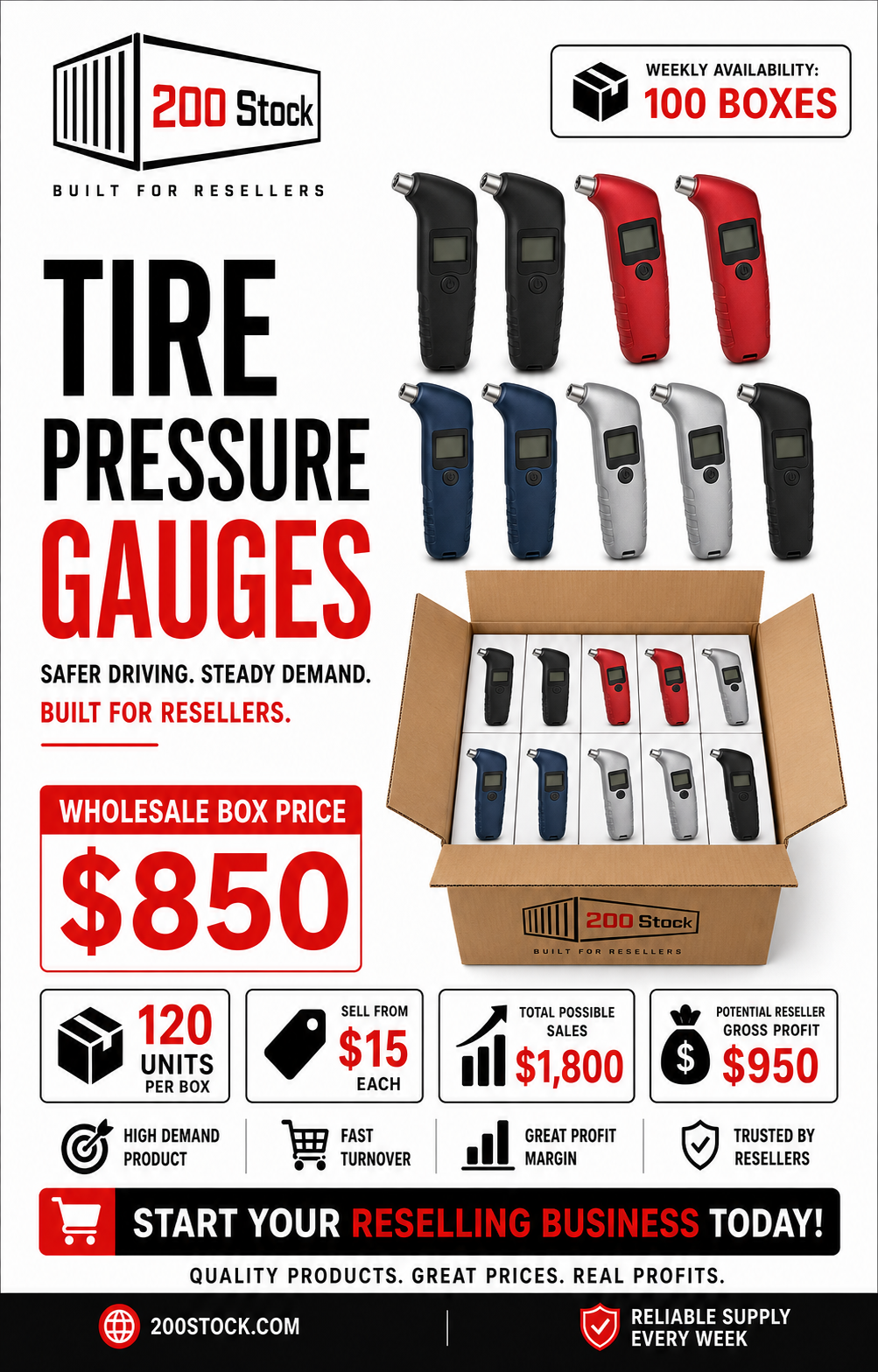 Tire Pressure Gauges Wholesale Box — 120 Units - Image 3